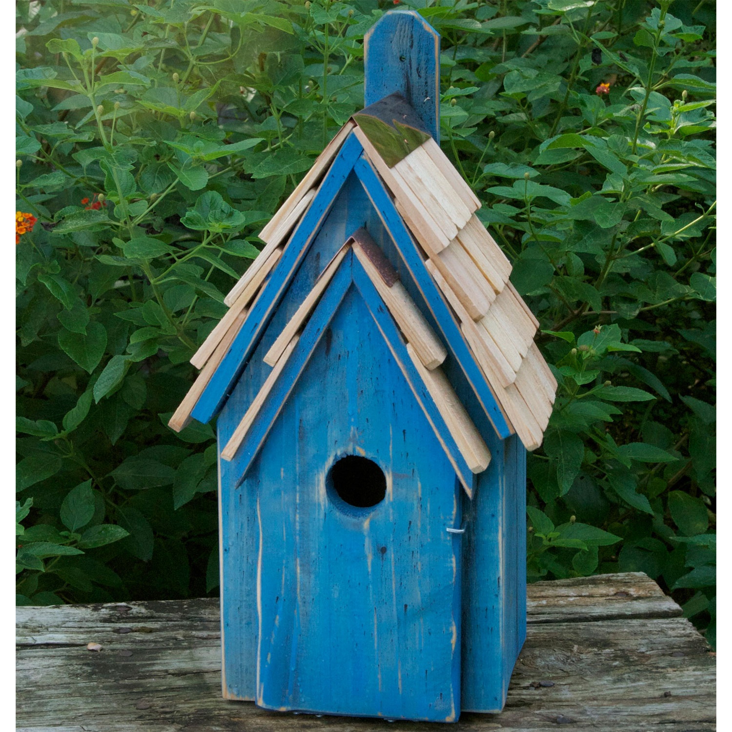 Bluebird Manor in Blue Wooden Bird House