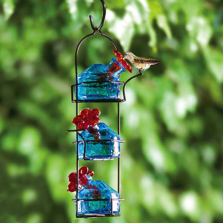 Bouquet Lunch Pail Glass Hummingbird Feeder - Yard Envy