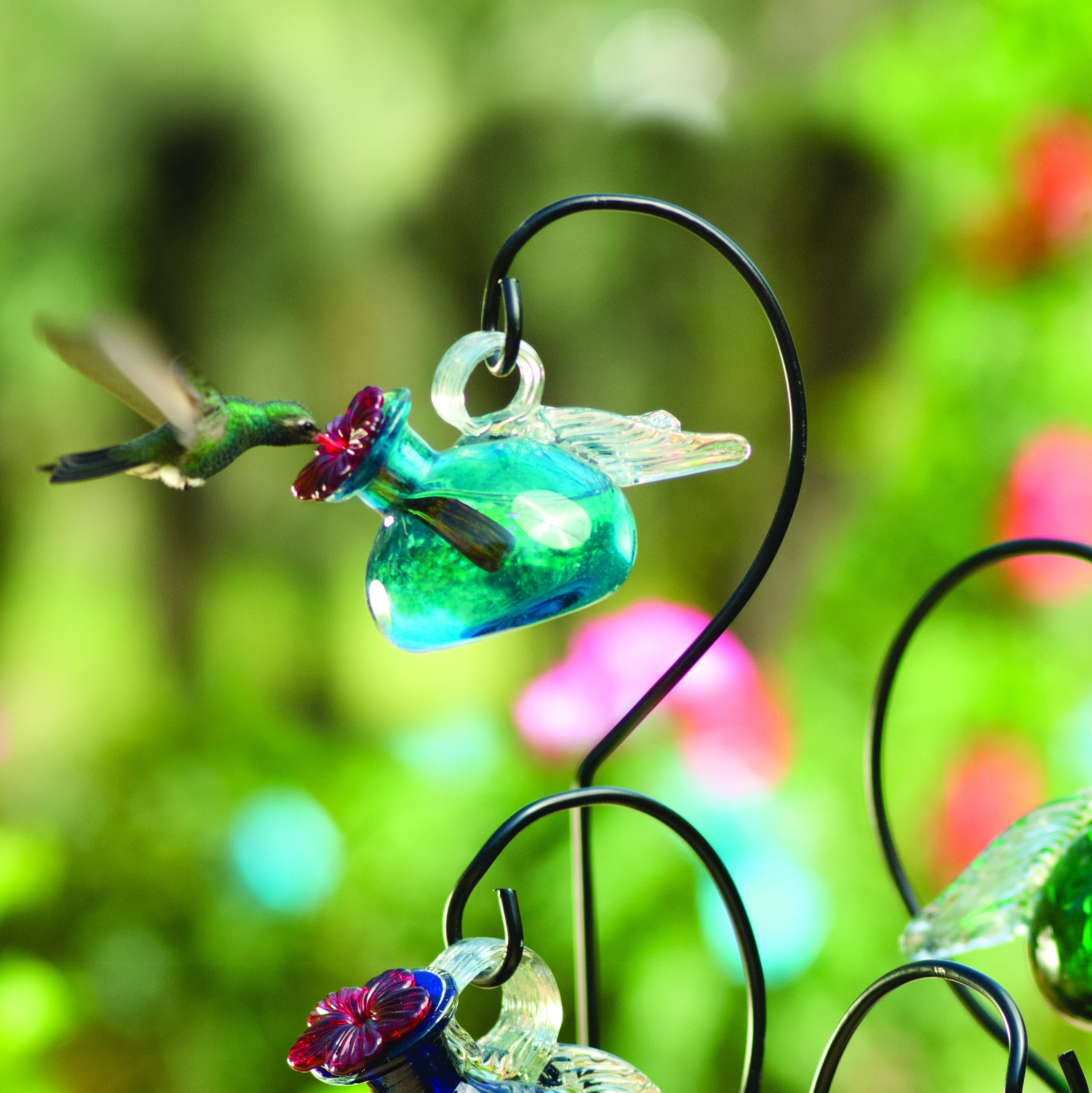 pixie stake glass hummingbird feeders