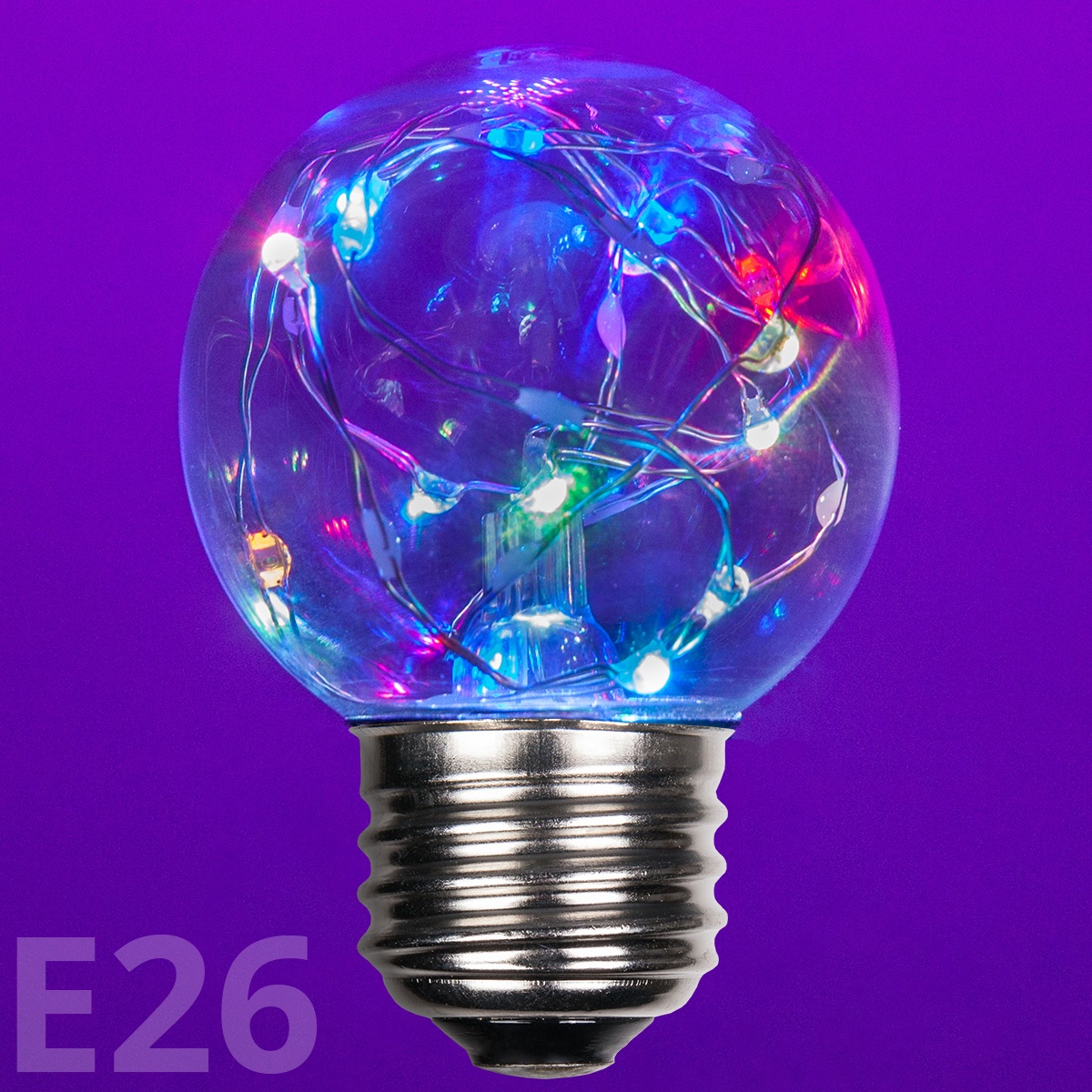 G50 LEDimagine TM Fairy Globe Light Bulb RGB Color Change E26 Base Yard Envy