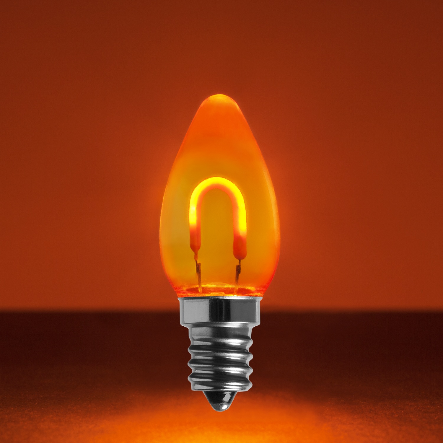 C7 Shatterproof FlexFilament Vintage LED Light Bulb Amber Orange Yard Envy
