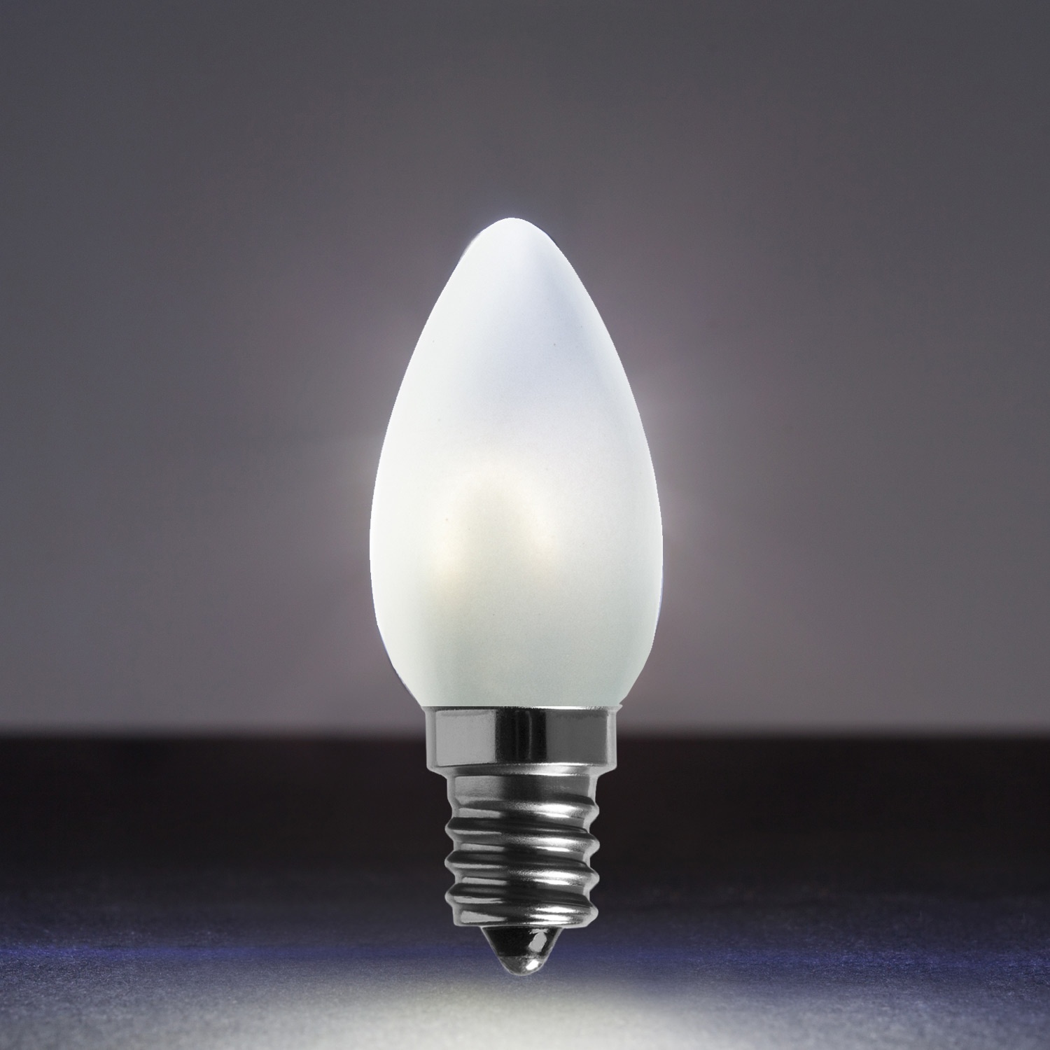 C7 FlexFilament Vintage LED Light Bulb, Cool White, Satin Glass - Yard Envy C7 FlexFilament Vintage LED Light Bulb, Cool White, Satin Glass - Yard Envy