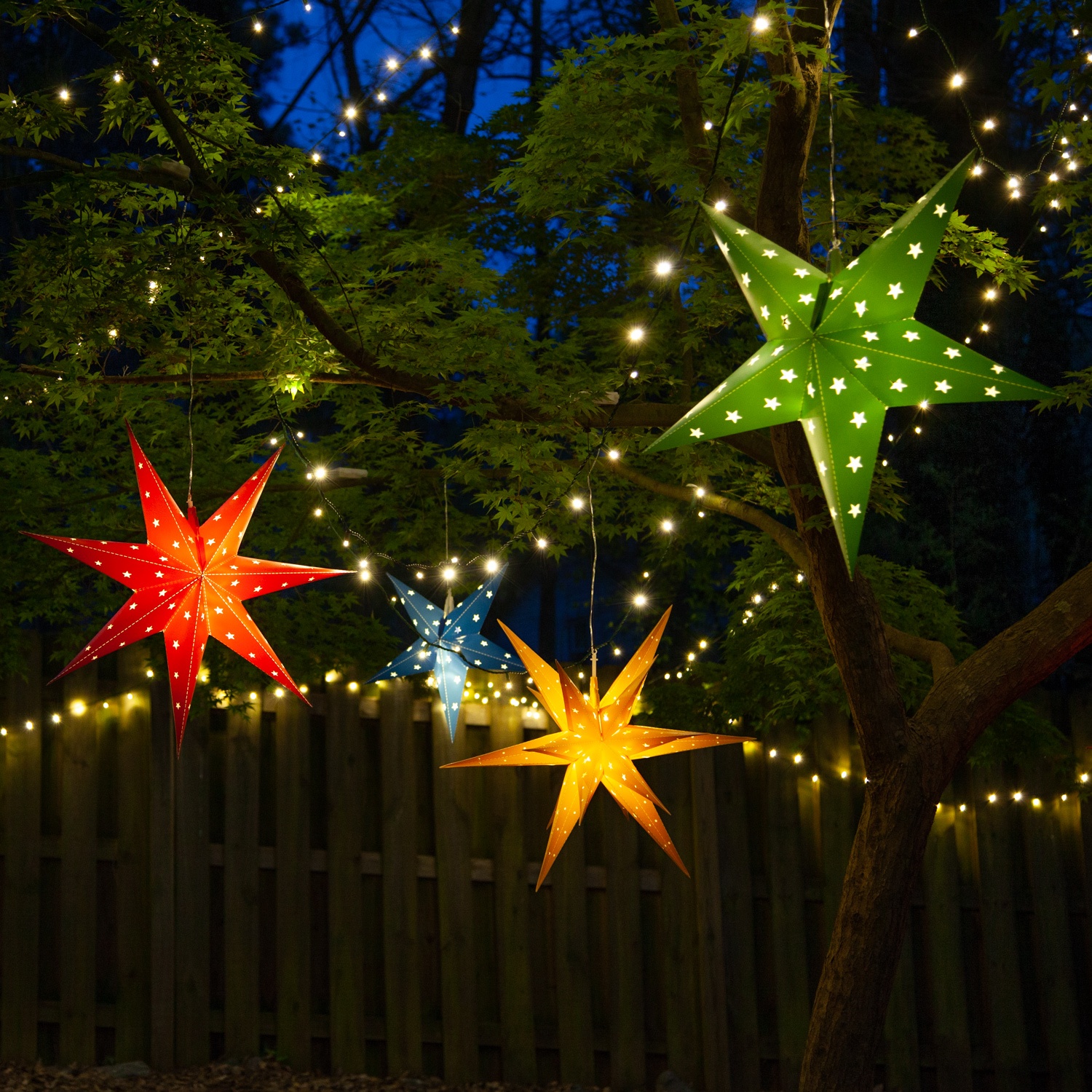Outdoor Star Lights Yard Envy, Moravian Star Outdoor String Lights
